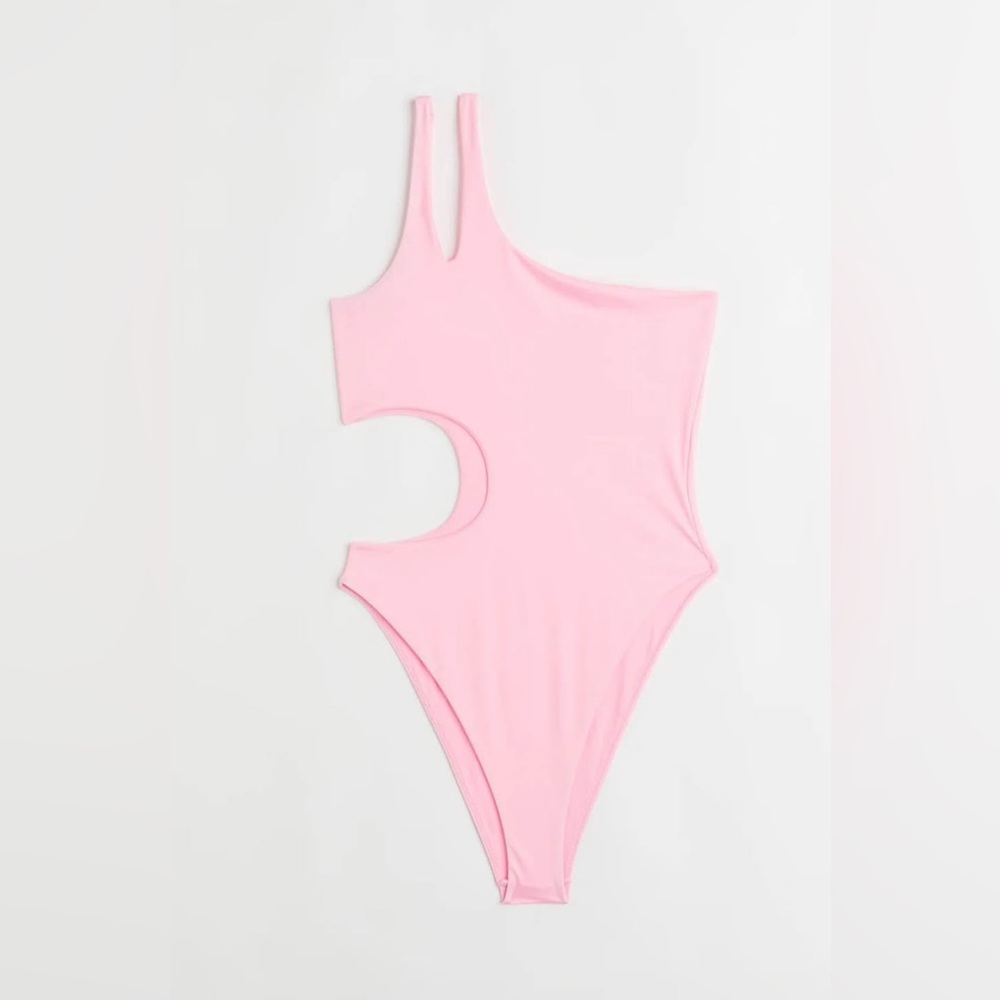 H&M: Pink Asymmetrical Cutout Swimsuit